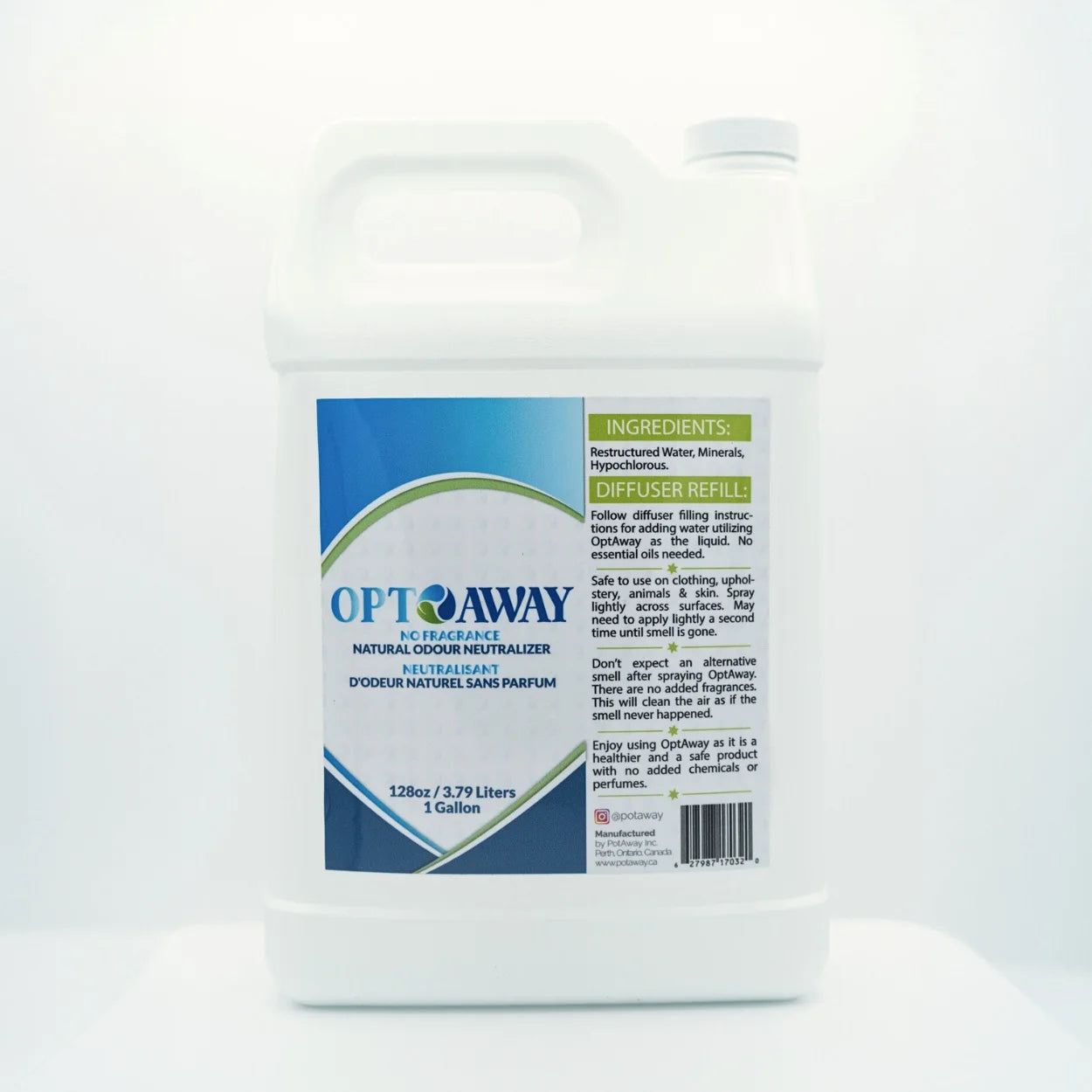 OptAway – Natural Odour Neutralizer – 1 Gallon 128oz (3.79L) Refill Container