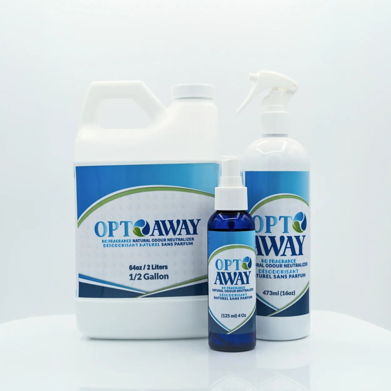 OptAway Kit 1 – Natural Odour Neutralizer – 4oz, 16oz, and 1/2 Gallon
